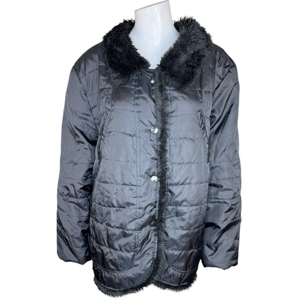 Dollhouse Outerwear Jackets & Blazers - Dollhouse OuterWear Womens Black Puffer‎ Jacket with Faux Fur  Outdoors Winter
